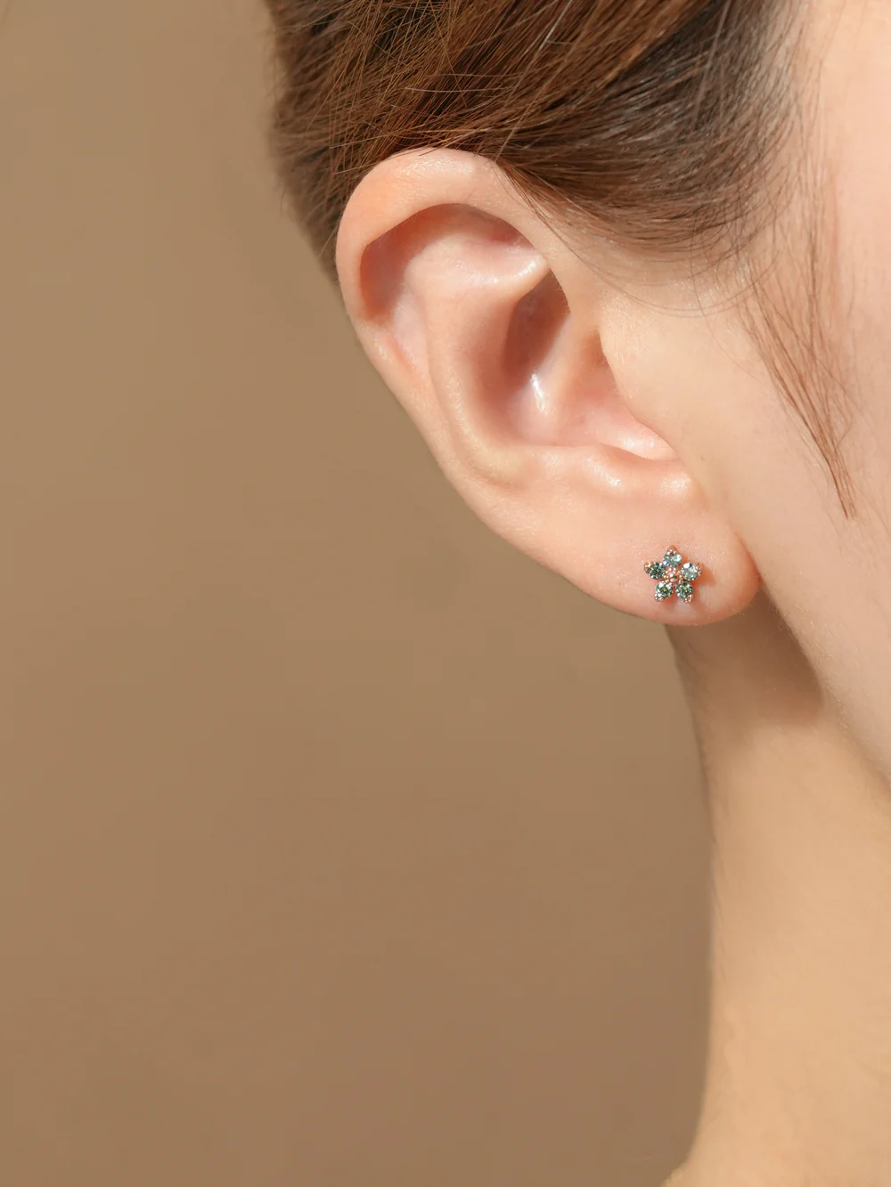 14K Gold Moissanite Dia Verbena Flower Cartilage Earring 20G18G16G - Image 14