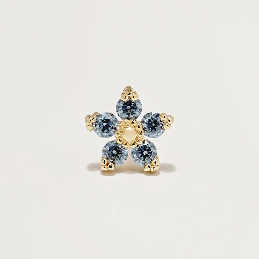 14K Gold Moissanite Dia Verbena Flower Cartilage Earring 20G18G16G - Image 21