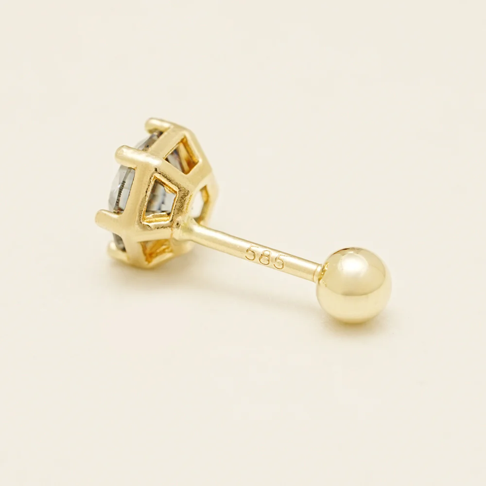 14K Gold Moissanite Dia Wendy Hexagon Cartilage Earring 20G18G16G - Image 11