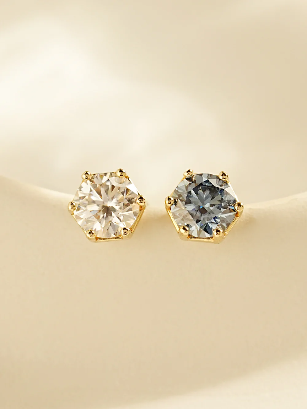 14K Gold Moissanite Dia Wendy Hexagon Cartilage Earring 20G18G16G - Image 3