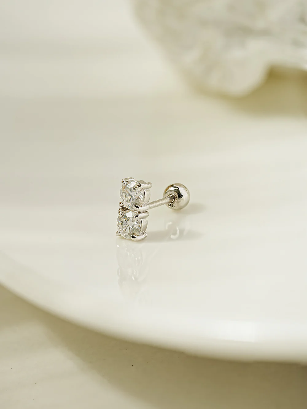 14K Gold Moissanite Double Cartilage Earring 20G18G16G - Image 11