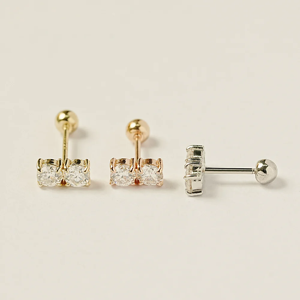 14K Gold Moissanite Double Cartilage Earring 20G18G16G - Image 12