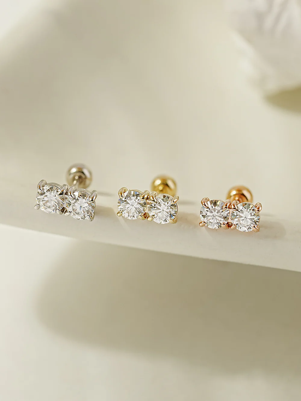 14K Gold Moissanite Double Cartilage Earring 20G18G16G - Image 8