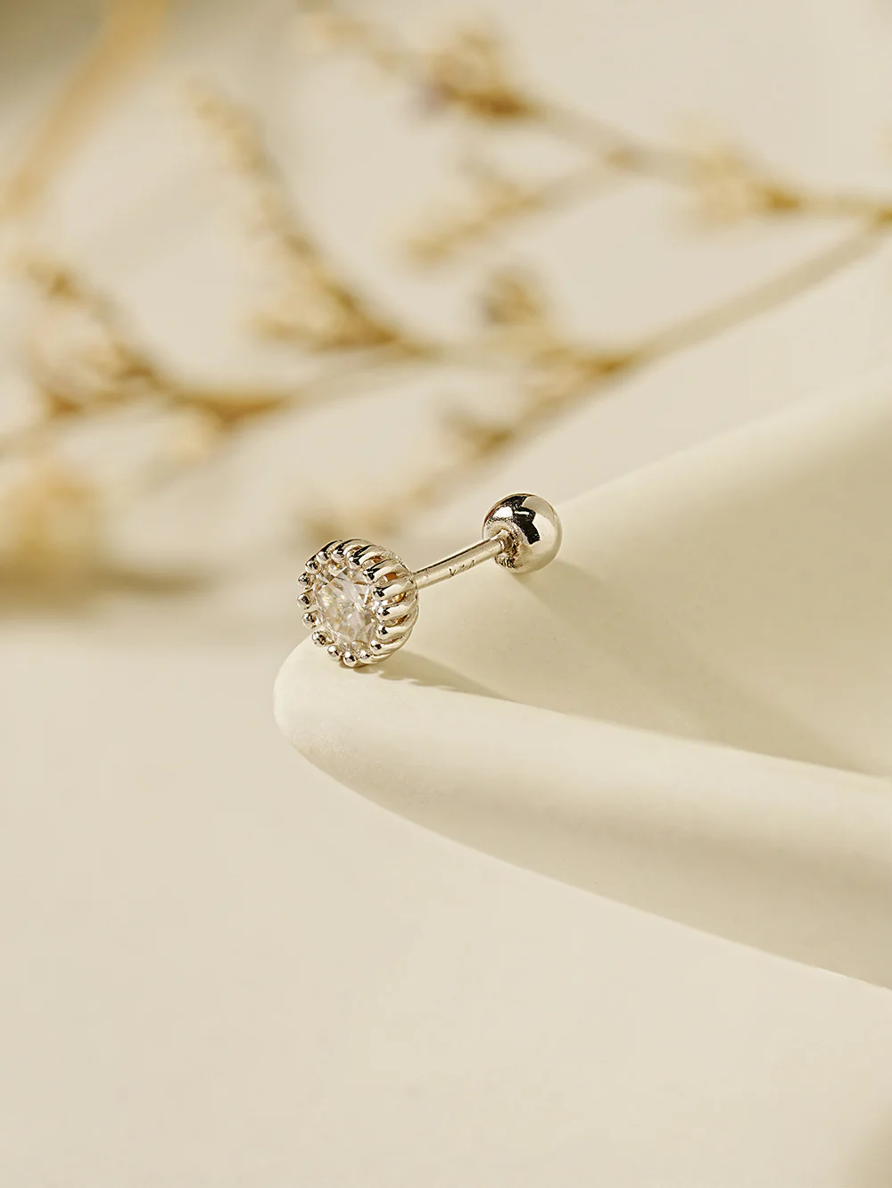 14K Gold Moissanite Echo Cartilage Earring 20G18G16G - Image 11