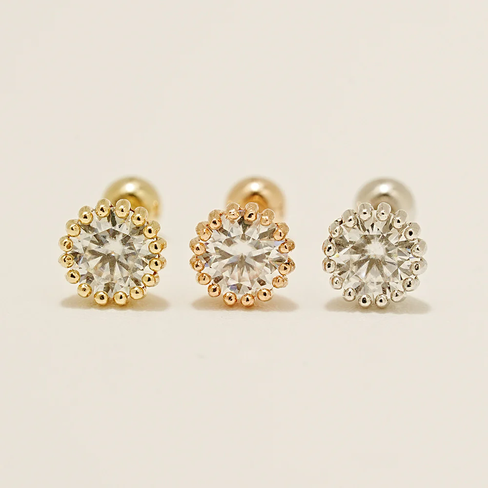 14K Gold Moissanite Echo Cartilage Earring 20G18G16G - Image 19