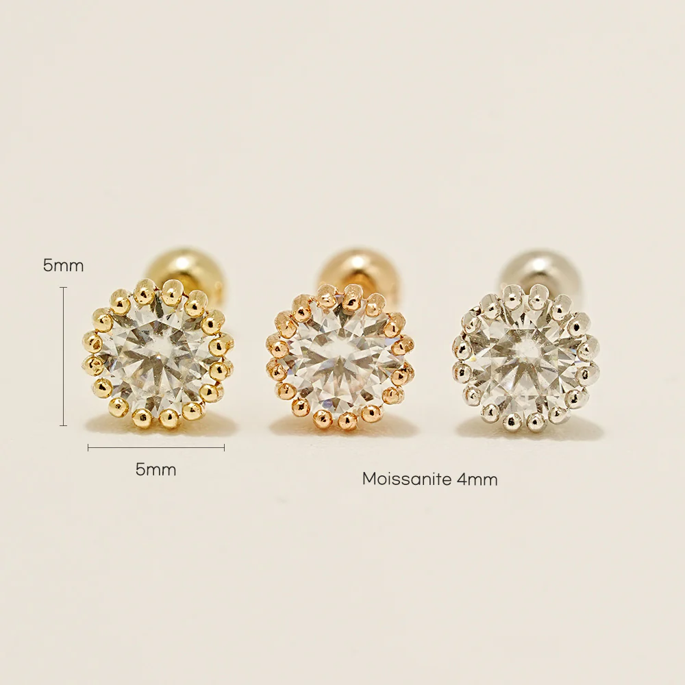 14K Gold Moissanite Echo Cartilage Earring 20G18G16G - Image 22