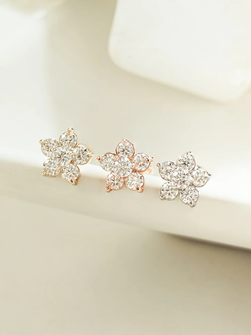 14K Gold Moissanite Flower Cartilage Earring 20G18G16G - Image 5