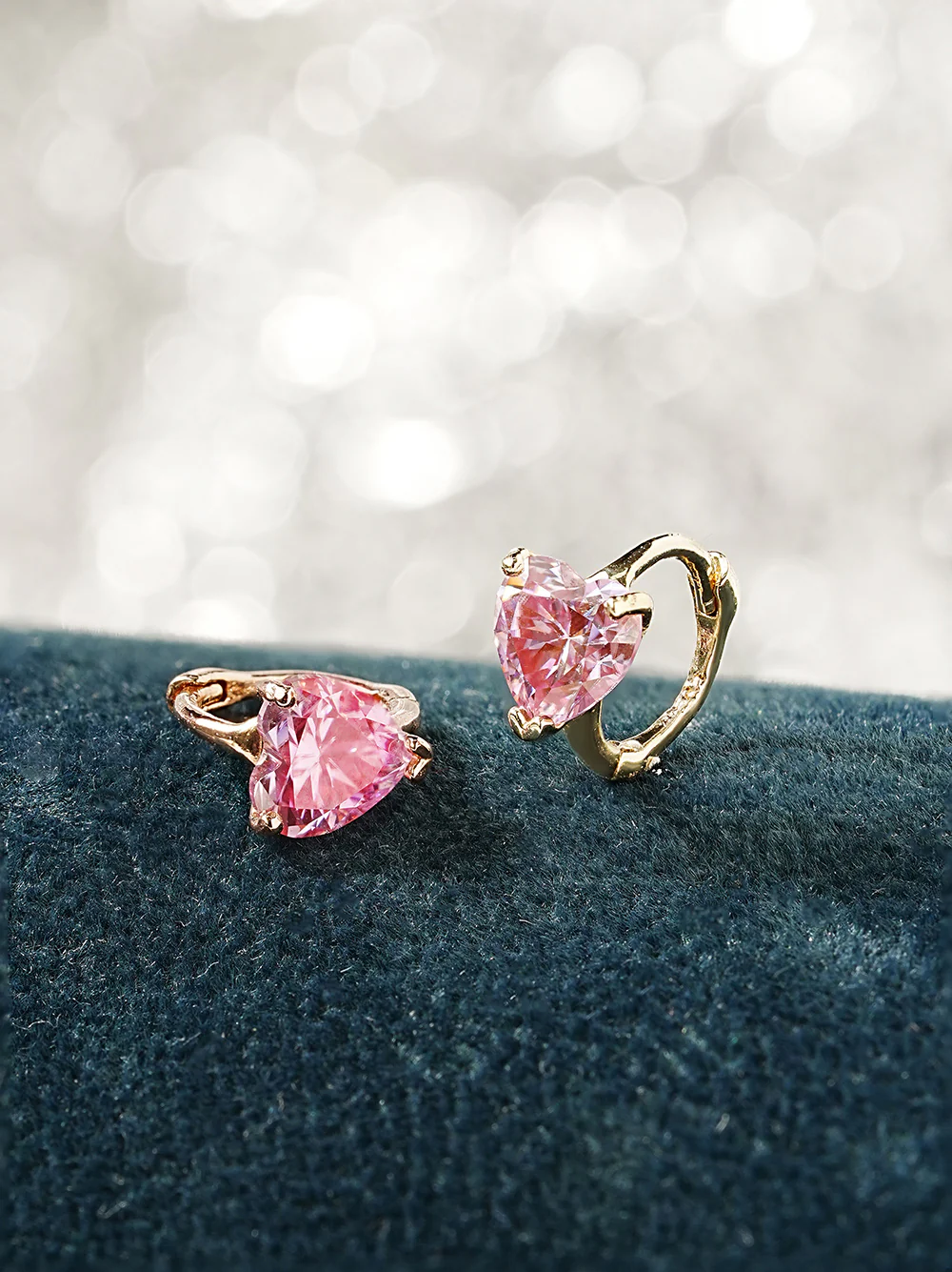 14K Gold Moissanite Glory Heart Hoop Earring - Image 3