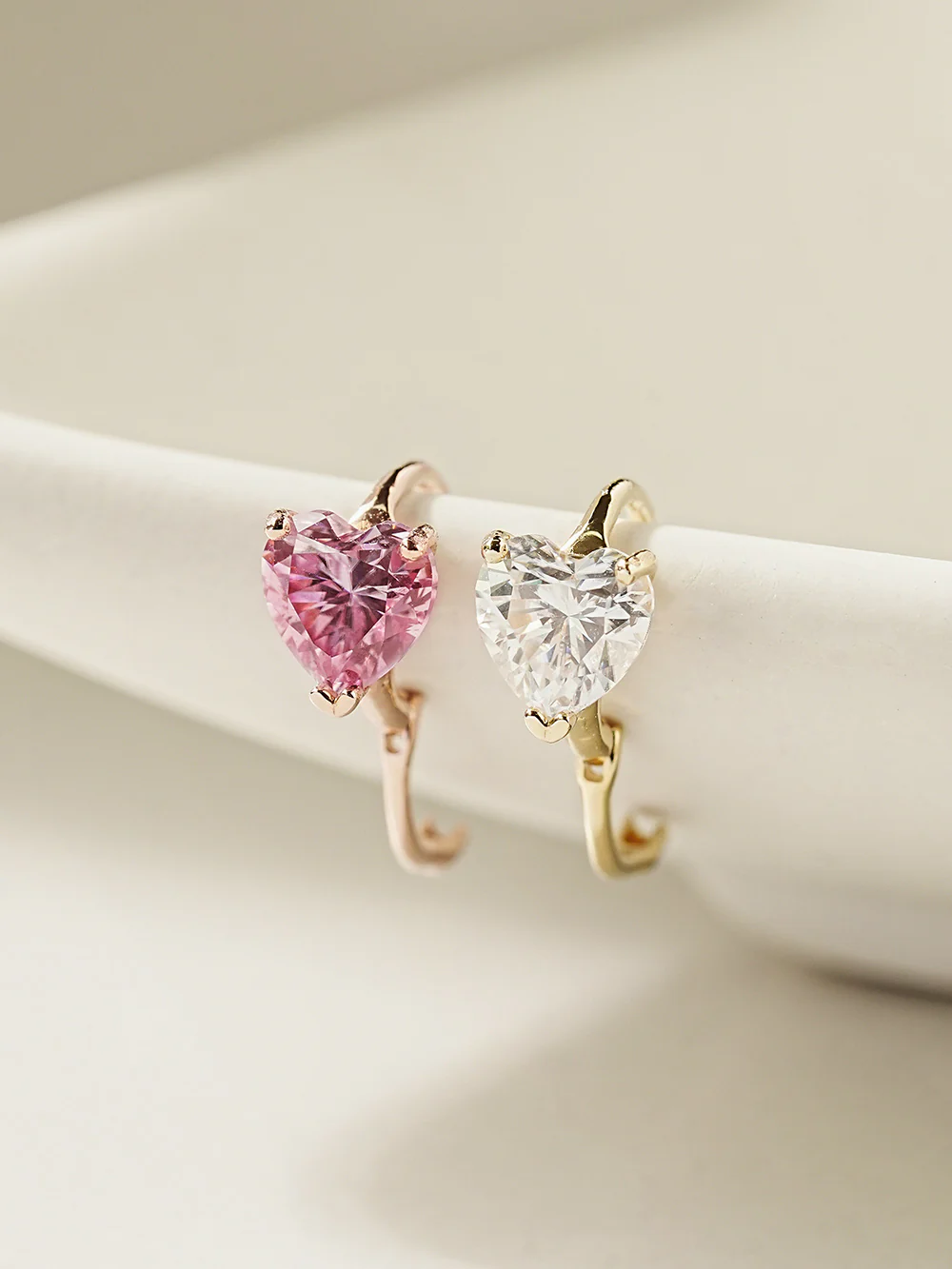 14K Gold Moissanite Glory Heart Hoop Earring - Image 7
