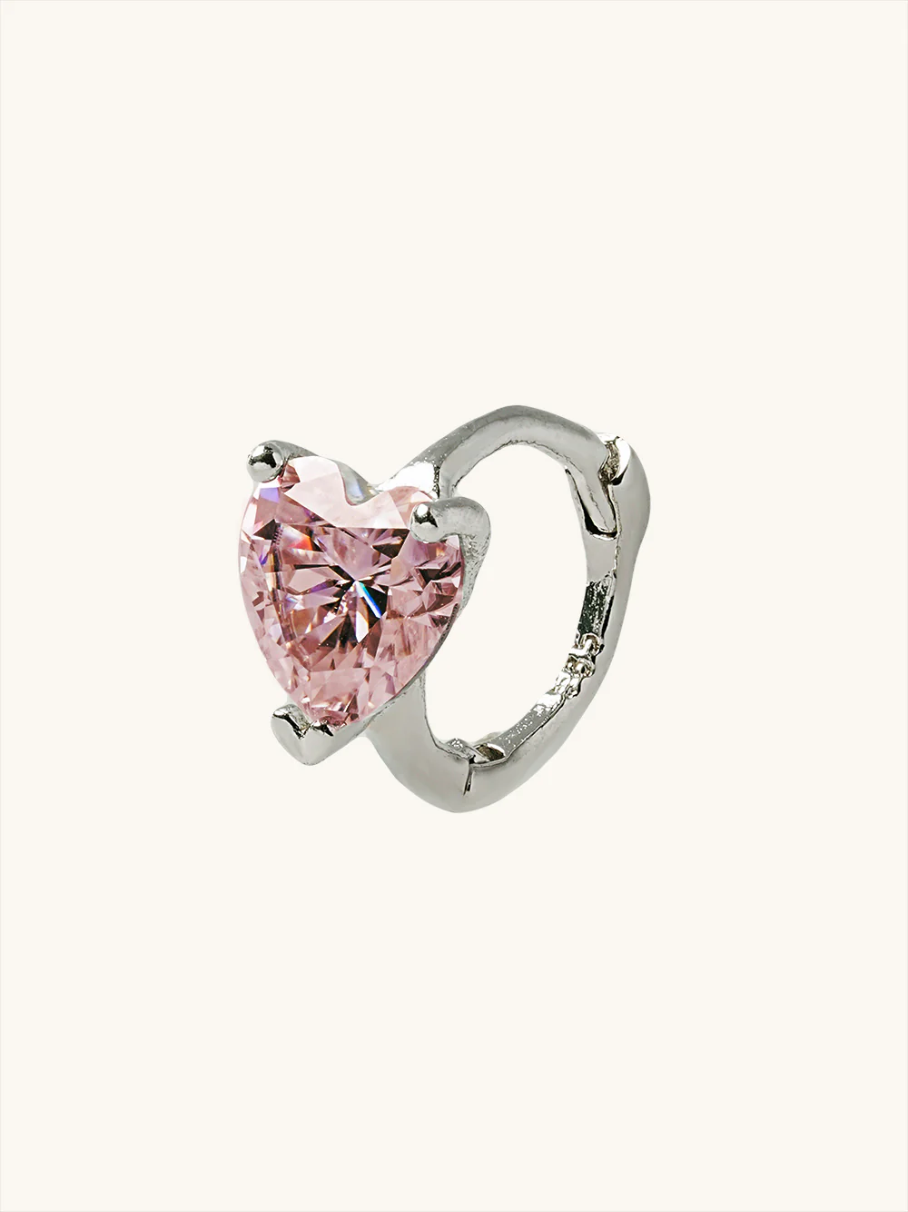 14K Gold Moissanite Glory Heart Hoop Earring - Image 9
