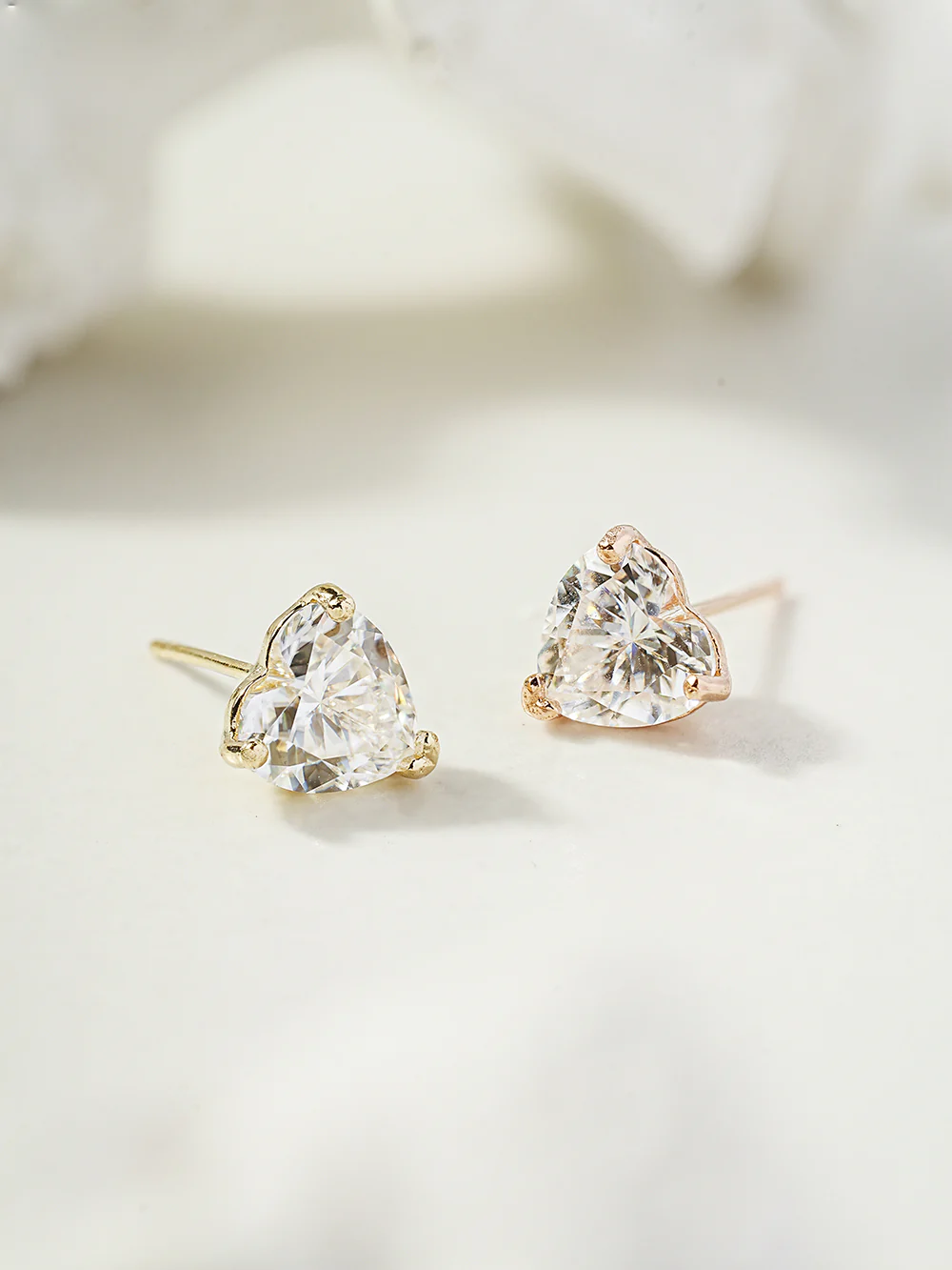 14K Gold Moissanite Glory Heart Stud Earring - Image 10