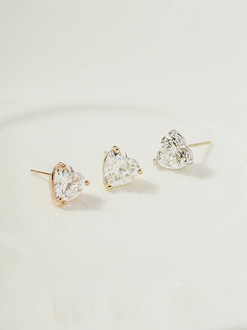 14K Gold Moissanite Glory Heart Stud Earring - Image 3