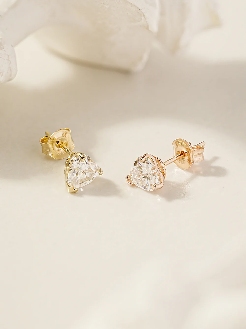 14K Gold Moissanite Glory Heart Stud Earring - Image 9