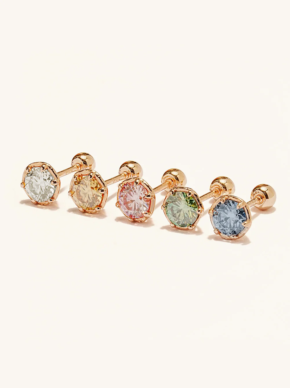 14K Gold Moissanite Imperial Dia Cartilage Earring 20G18G16G