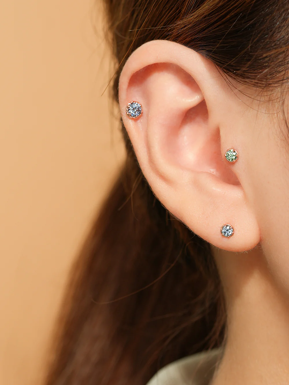 14K Gold Moissanite Imperial Dia Cartilage Earring 20G18G16G - Image 10