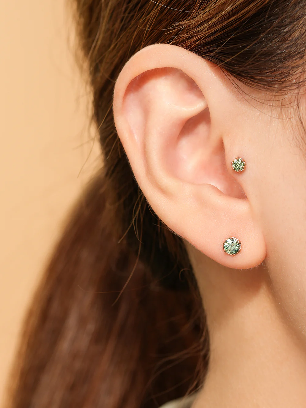 14K Gold Moissanite Imperial Dia Cartilage Earring 20G18G16G - Image 12