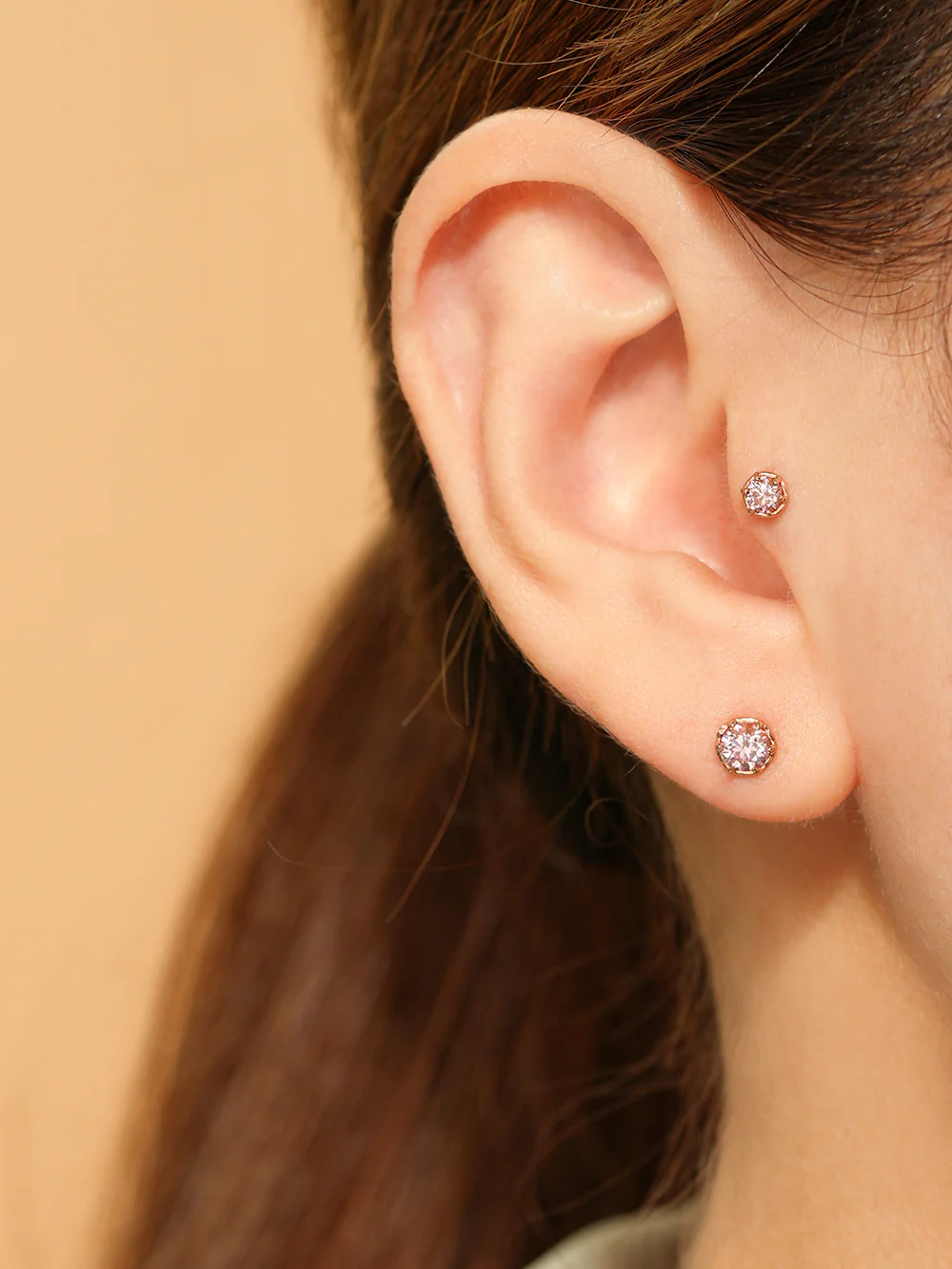 14K Gold Moissanite Imperial Dia Cartilage Earring 20G18G16G - Image 14