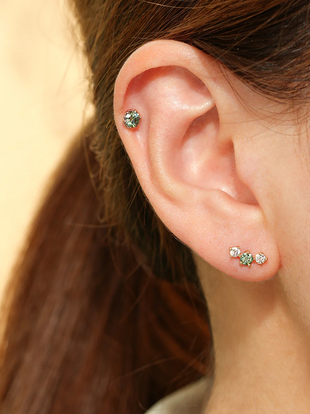 14K Gold Moissanite Imperial Dia Cartilage Earring 20G18G16G - Image 18