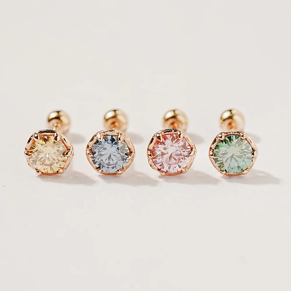14K Gold Moissanite Imperial Dia Cartilage Earring 20G18G16G - Image 20
