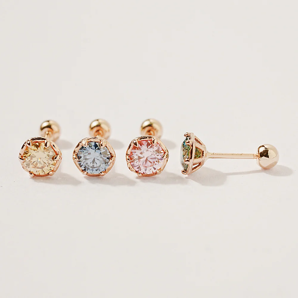 14K Gold Moissanite Imperial Dia Cartilage Earring 20G18G16G - Image 21