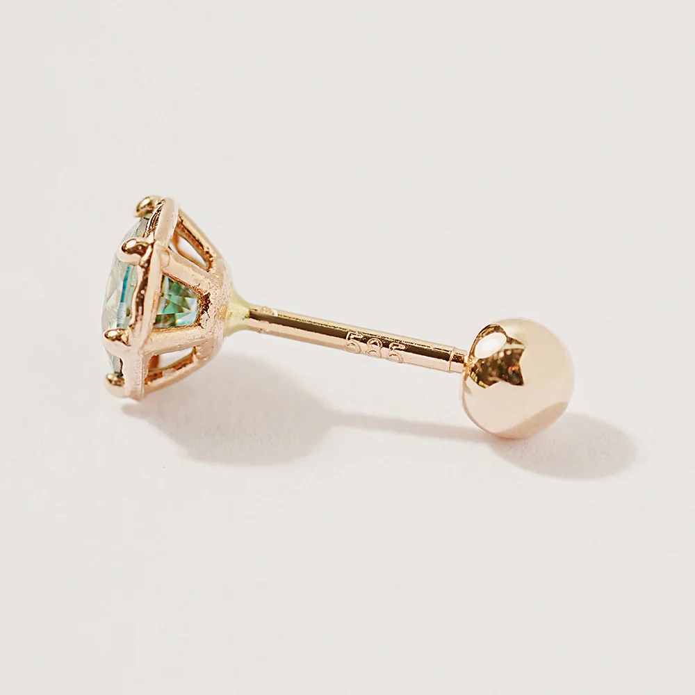 14K Gold Moissanite Imperial Dia Cartilage Earring 20G18G16G - Image 22