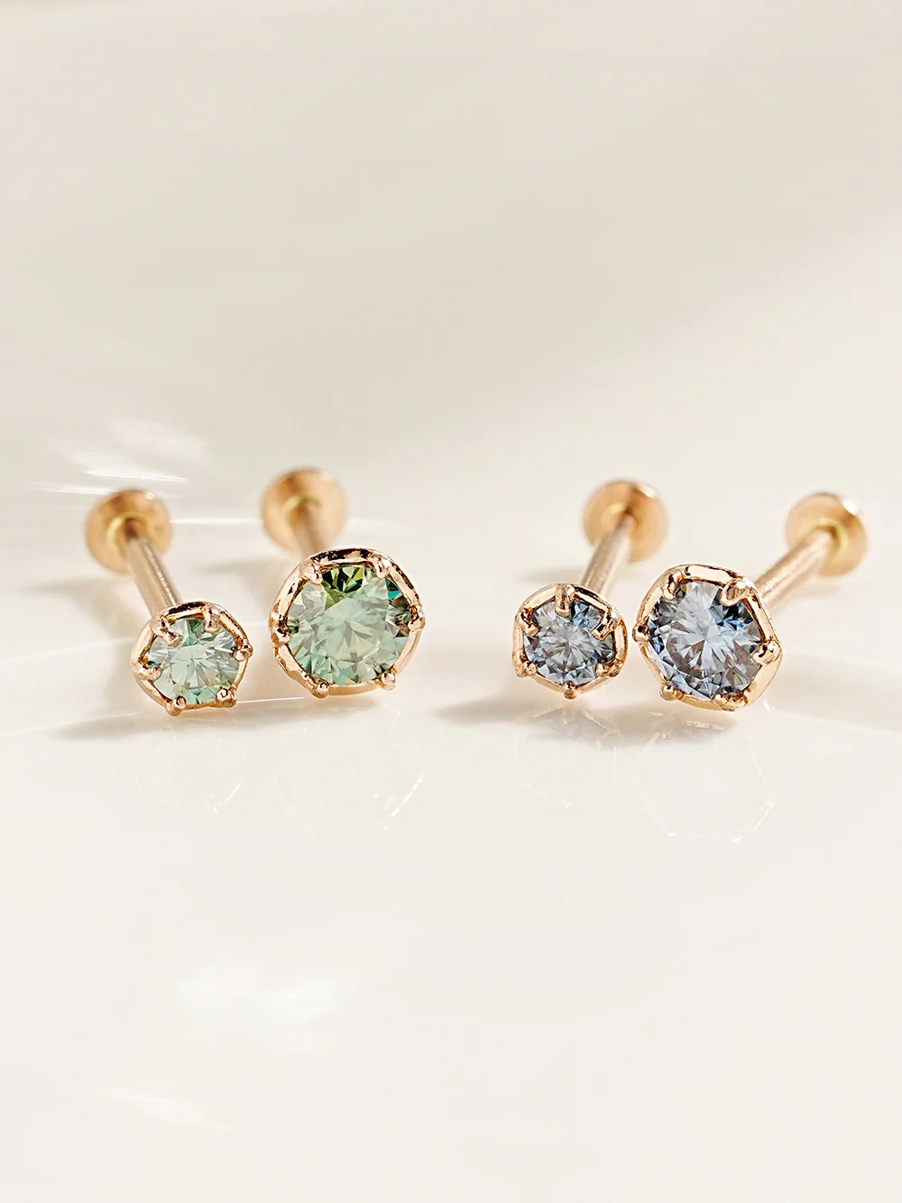 14K Gold Moissanite Imperial Internally Threaded Labret 18G16G - Image 13