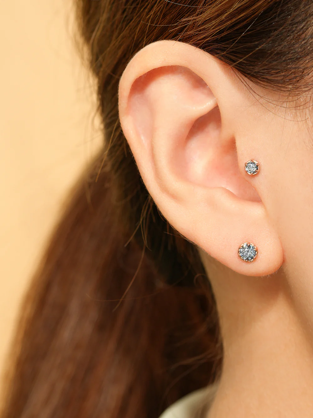 14K Gold Moissanite Imperial Internally Threaded Labret 18G16G - Image 21
