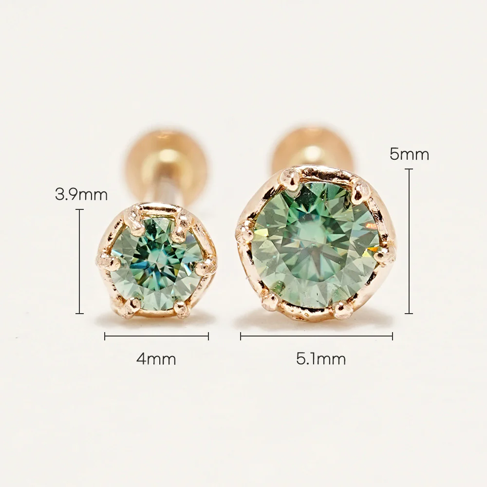 14K Gold Moissanite Imperial Internally Threaded Labret 18G16G - Image 26
