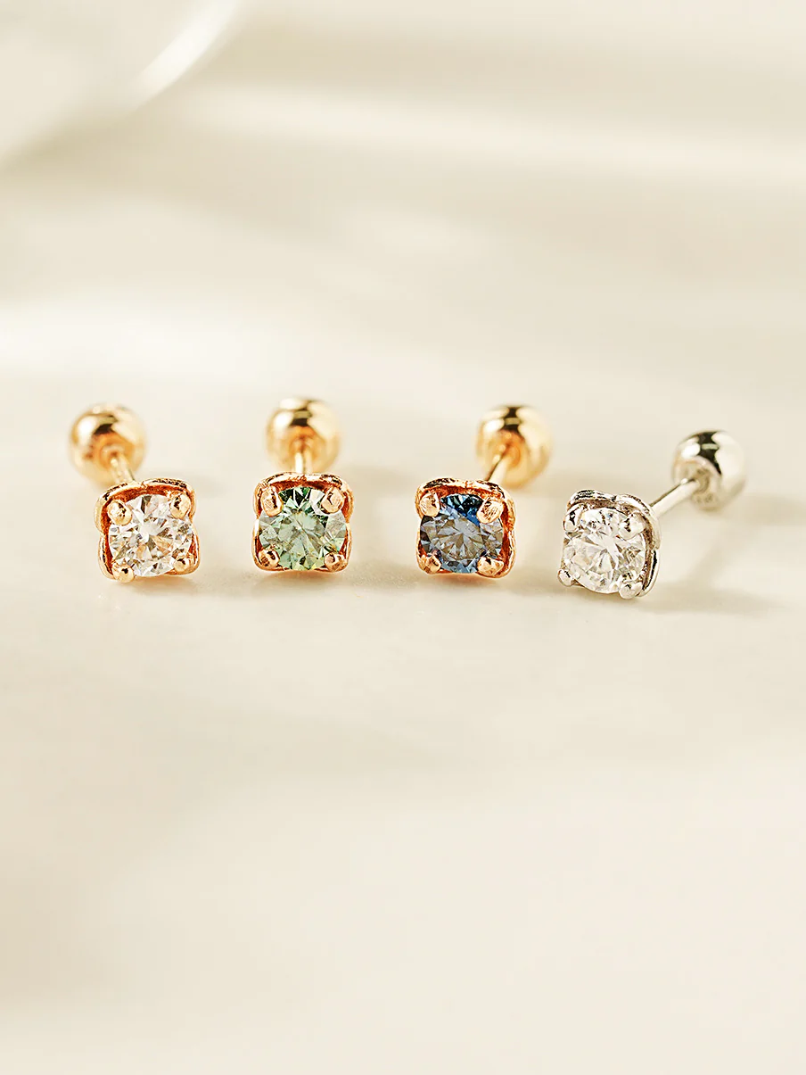 14K Gold Moissanite Kare Cartilage Earring 20G18G16G