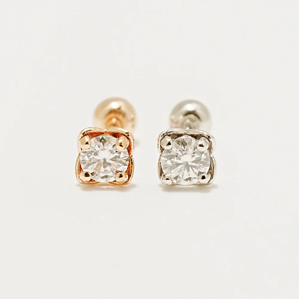 14K Gold Moissanite Kare Cartilage Earring 20G18G16G - Image 21