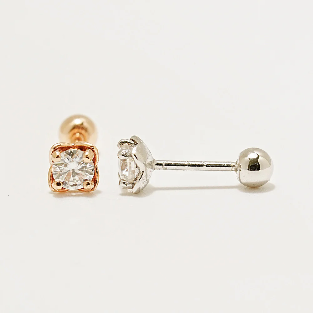 14K Gold Moissanite Kare Cartilage Earring 20G18G16G - Image 22