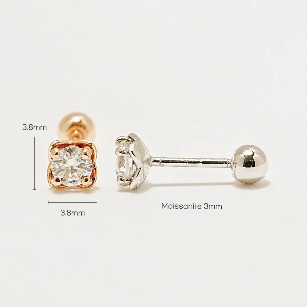 14K Gold Moissanite Kare Cartilage Earring 20G18G16G - Image 24