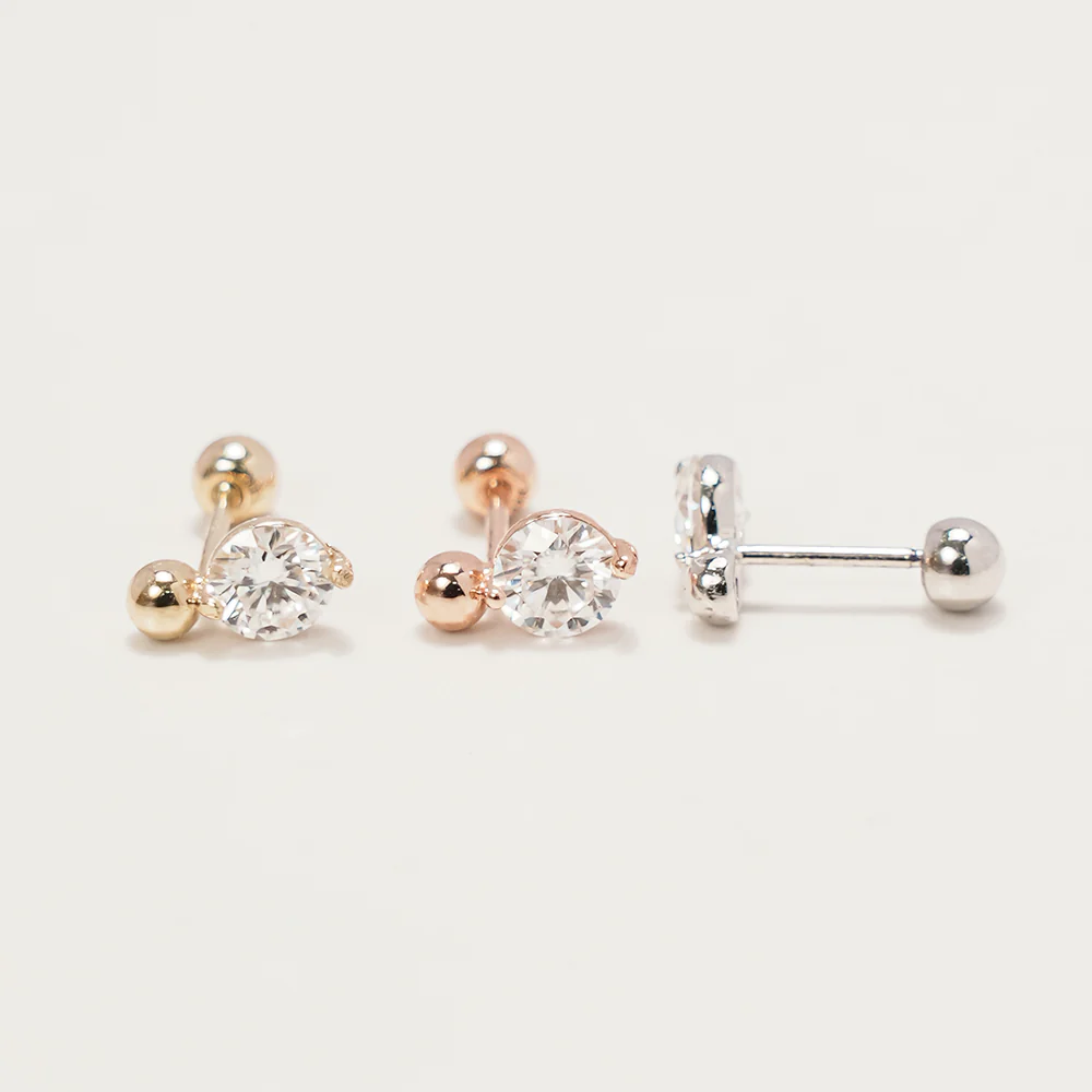 14K Gold Moissanite Mini Ball Cartilage Earring 20G18G16G - Image 14