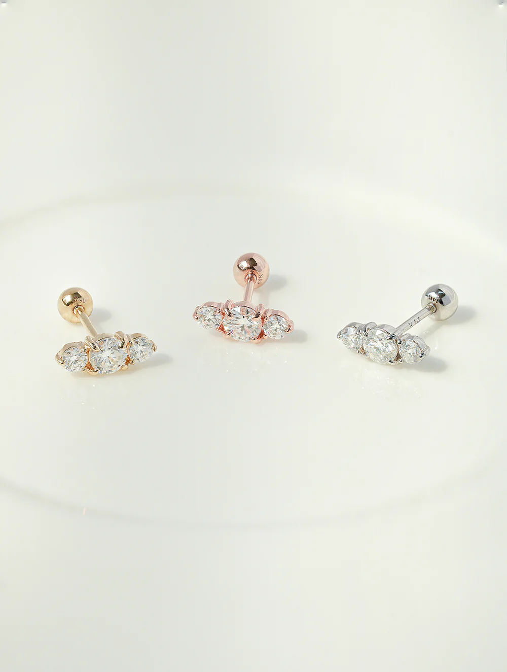 14K Gold Moissanite Planet Cartilage Earring 20G18G16G - Image 11