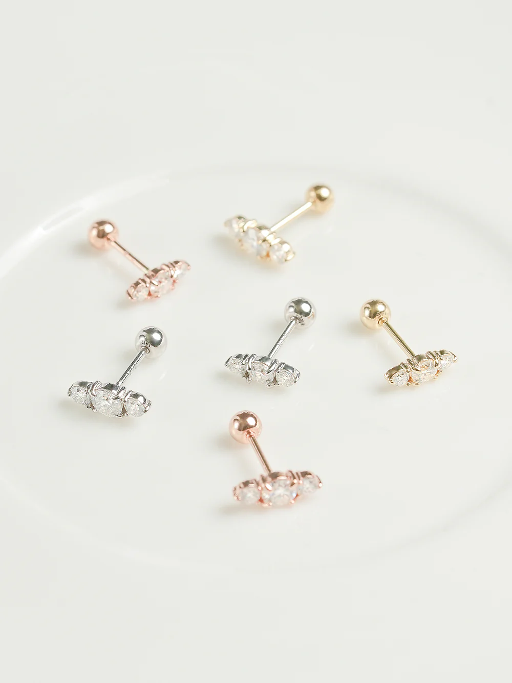 14K Gold Moissanite Planet Cartilage Earring 20G18G16G - Image 3