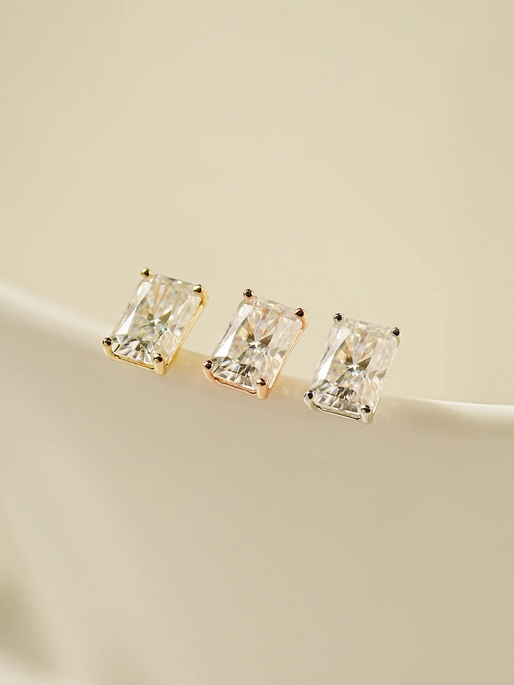 14K Gold Moissanite Radient Cut Cartilage Earring 20G18G16G - Image 10