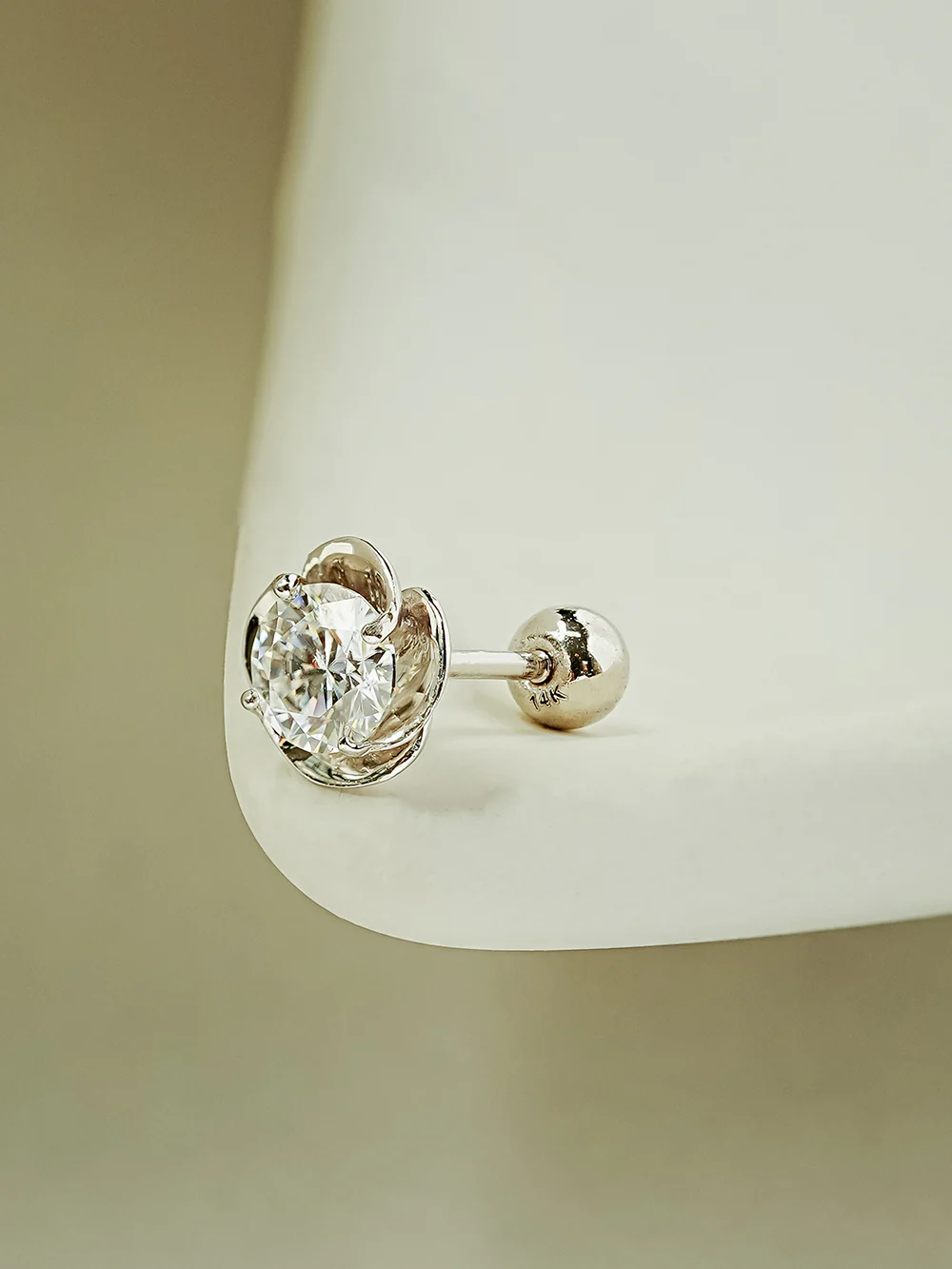 14K Gold Moissanite Rose Cartilage Earring 20G18G16G - Image 11