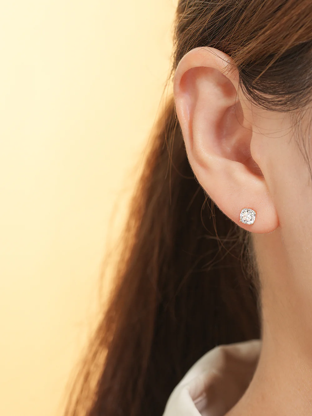 14K Gold Moissanite Square Cartilage Earring 20G18G16G - Image 2