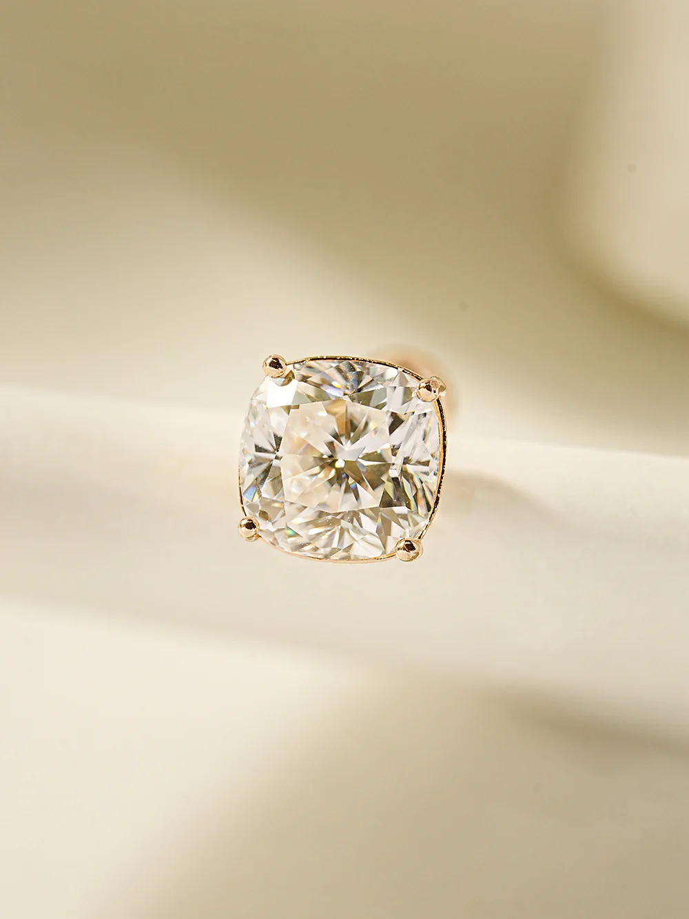14K Gold Moissanite Square Cartilage Earring 20G18G16G - Image 3