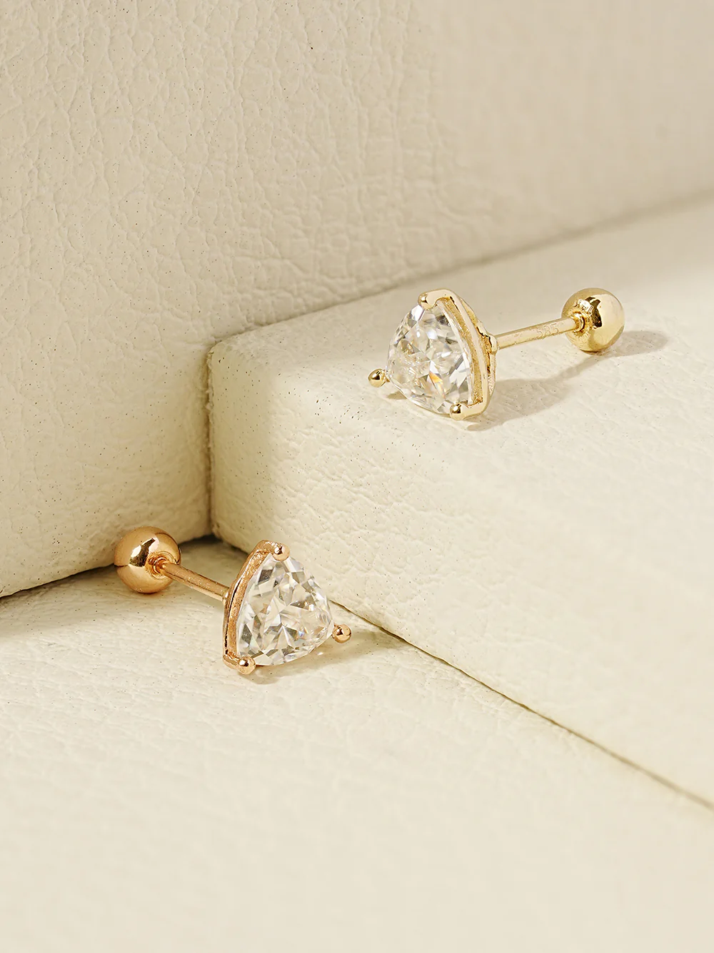 14K Gold Moissanite Triangle Cartilage Earring 20G18G16G - Image 3