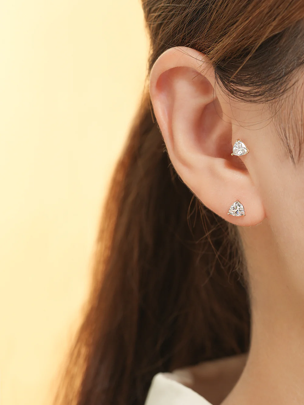 14K Gold Moissanite Triangle Cartilage Earring 20G18G16G - Image 4