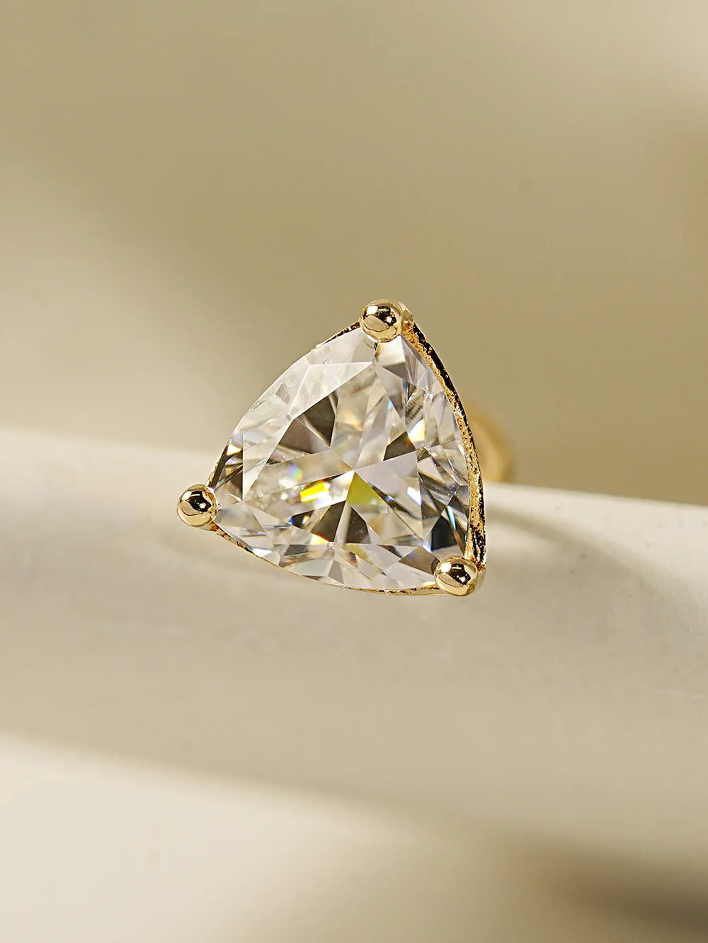 14K Gold Moissanite Triangle Cartilage Earring 20G18G16G - Image 9