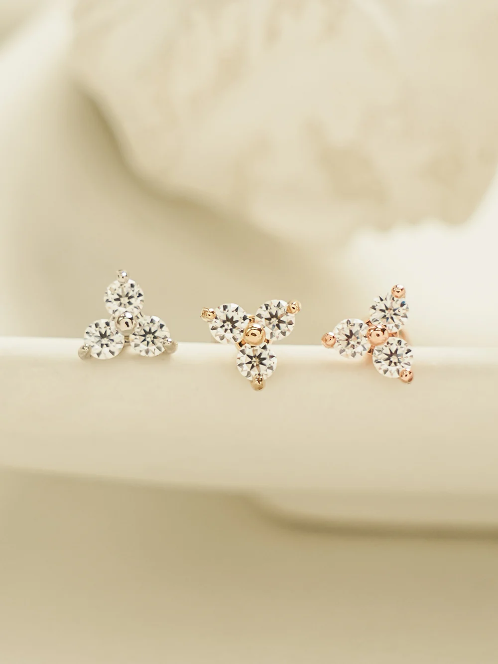 14K Gold Moissanite Triangle Cartilage Earring 20G18G16G - Image 11