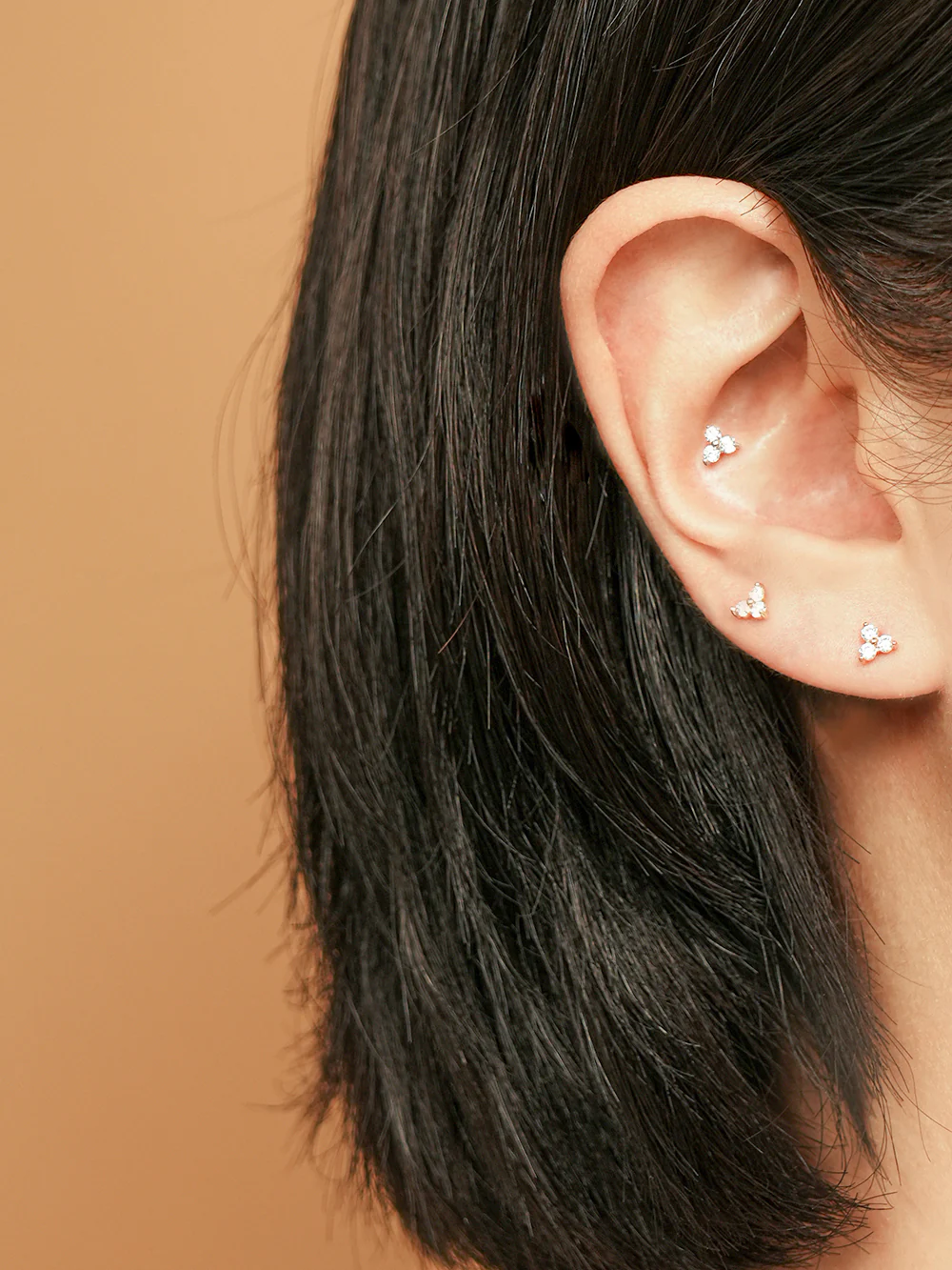 14K Gold Moissanite Triangle Cartilage Earring 20G18G16G - Image 8