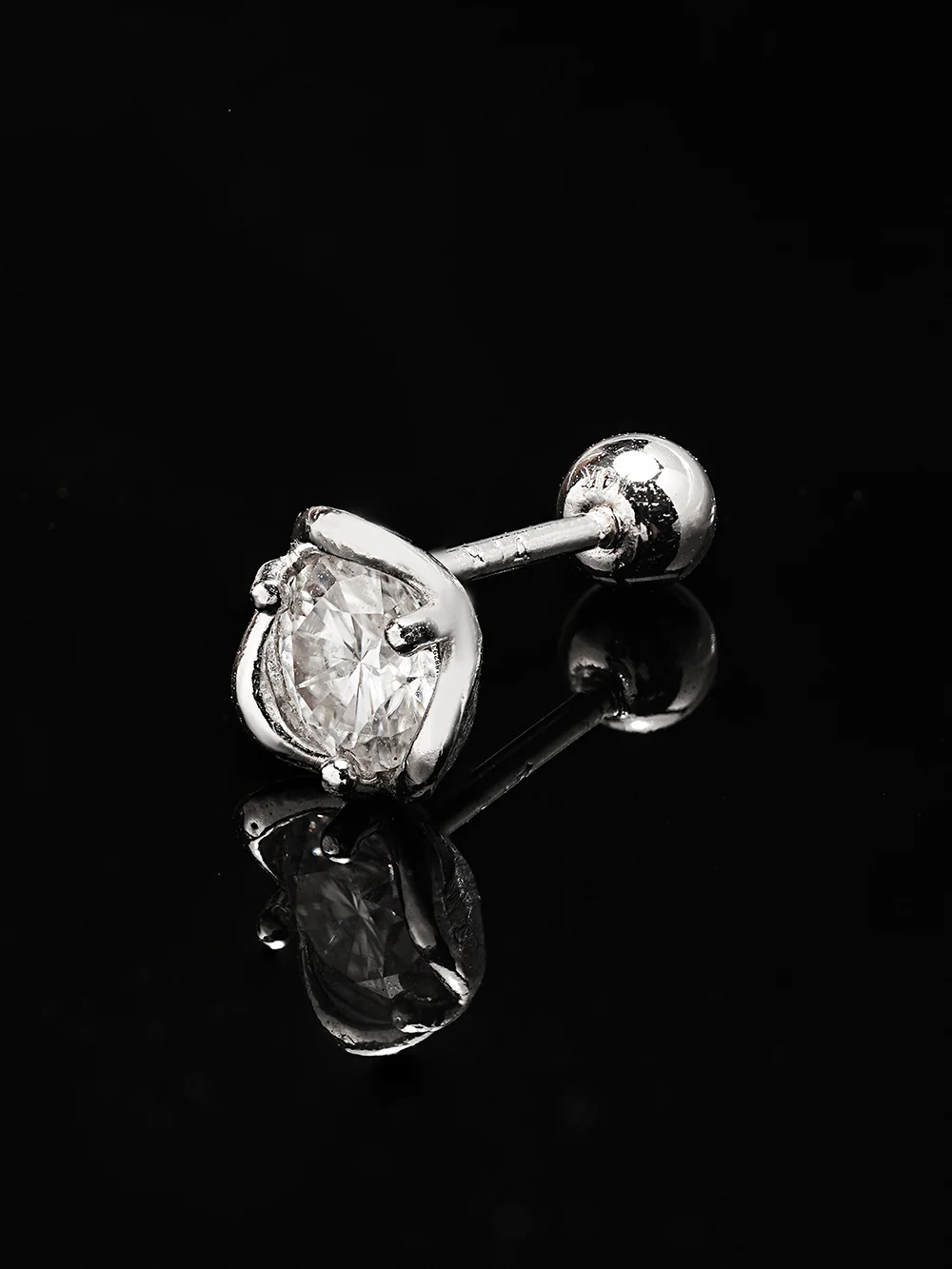 14K Gold Moissanite Triangle Pascal Cartilage Earring 20G18G16G - Image 15
