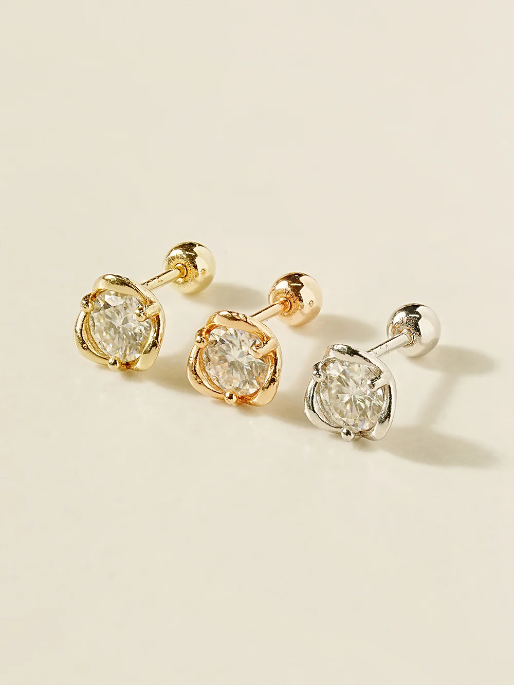 14K Gold Moissanite Triangle Pascal Cartilage Earring 20G18G16G - Image 5