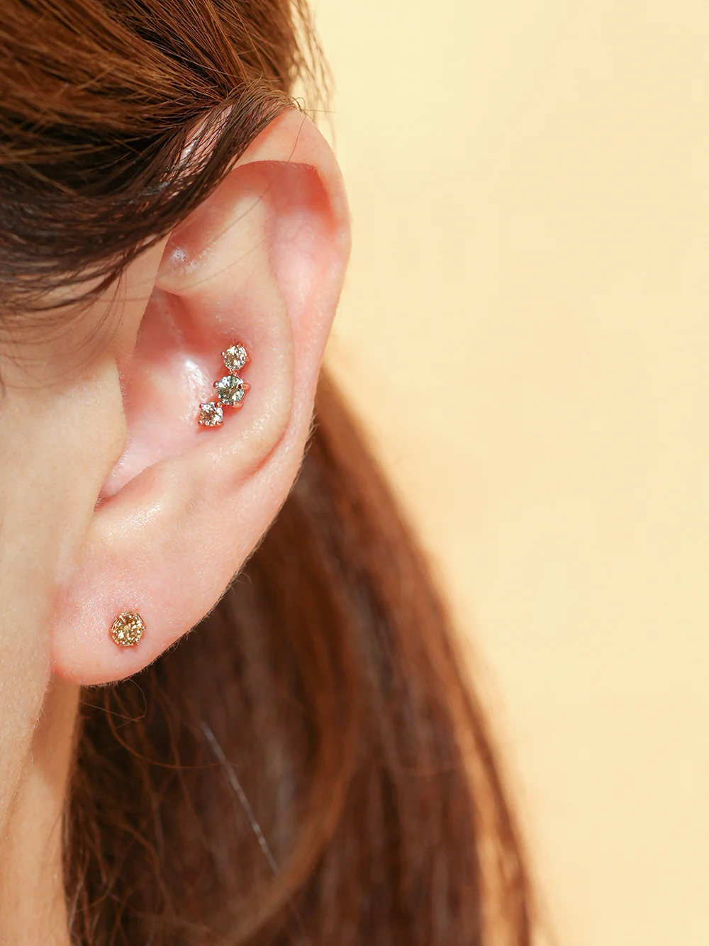 14K Gold Moissanite Triple Color Dia Cartilage Earring 20G18G16G - Image 13