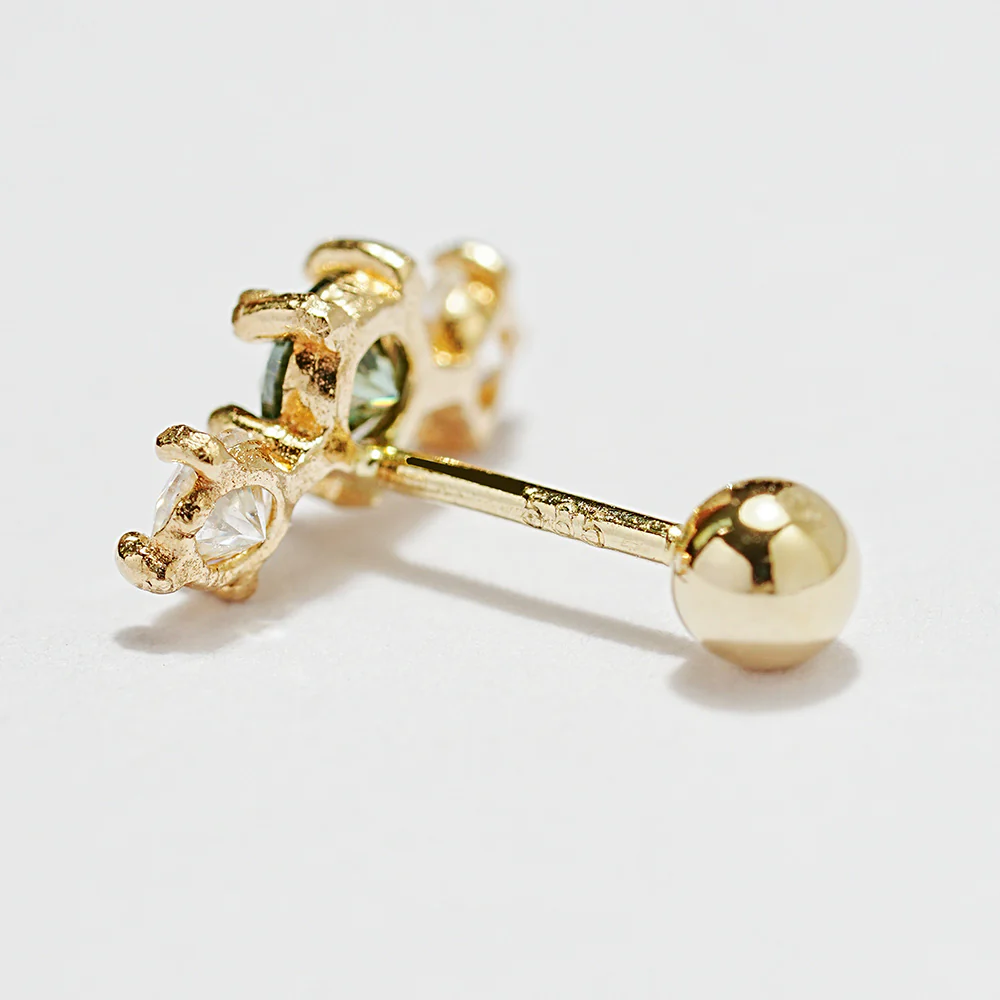 14K Gold Moissanite Triple Color Dia Cartilage Earring 20G18G16G - Image 16