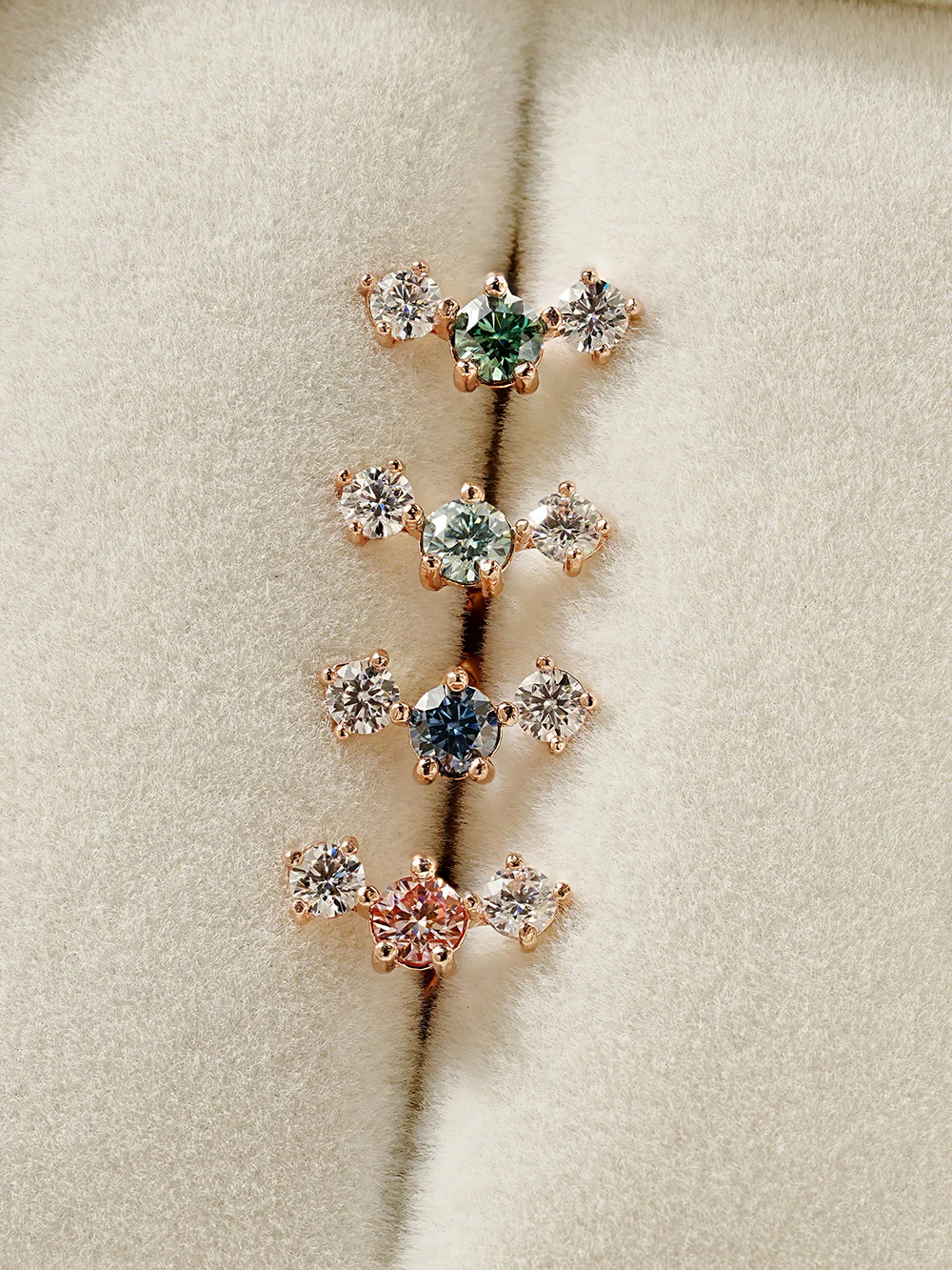 14K Gold Moissanite Triple Color Dia Cartilage Earring 20G18G16G - Image 9