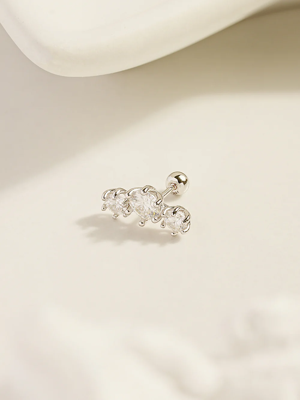 14K Gold Moissanite Crown Triple Cartilage Earring 20G18G16G - Image 11